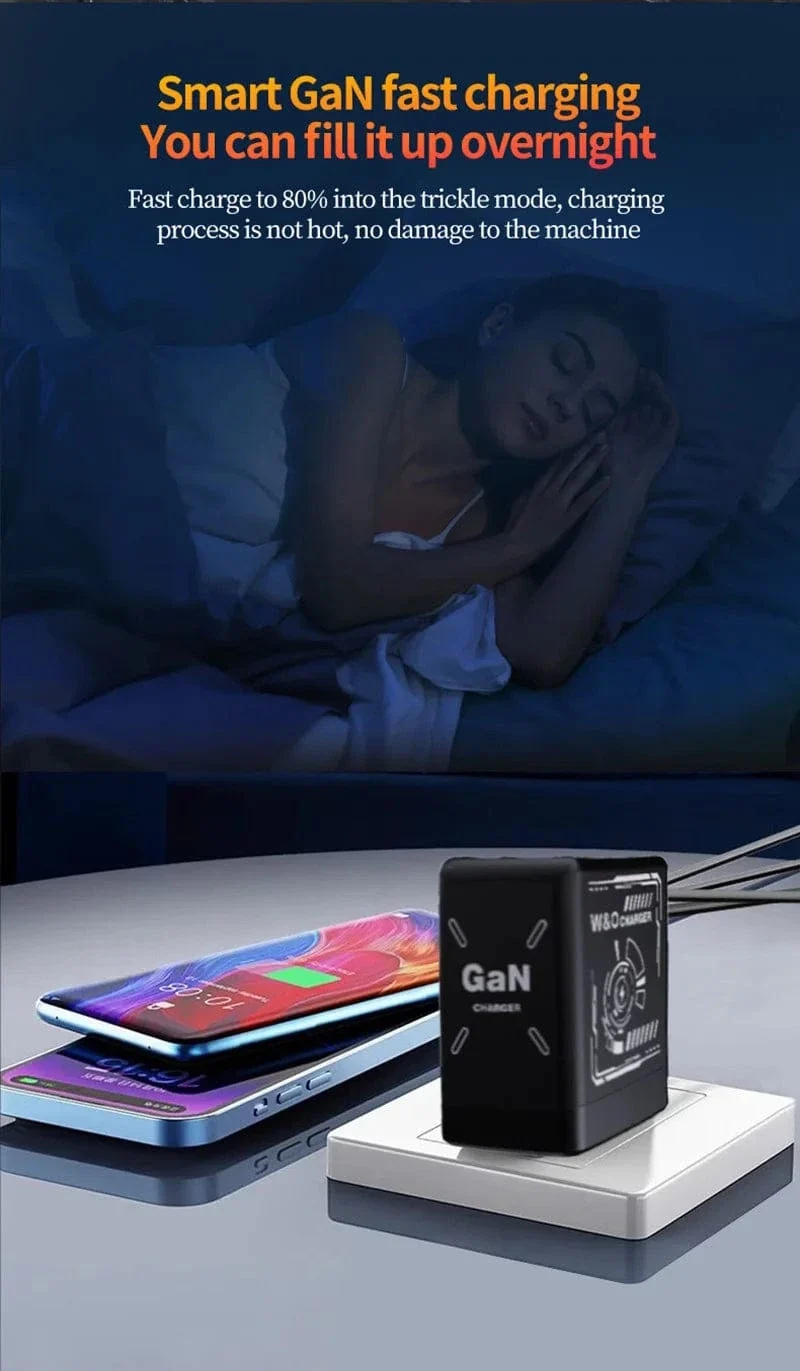 Xiaomi GaN120W Ultraschnellladegerät mit einziehbarem Typ-C-Blitzkabel-Schnellladeadapter für iPhone16 iPad Samsung Huawei