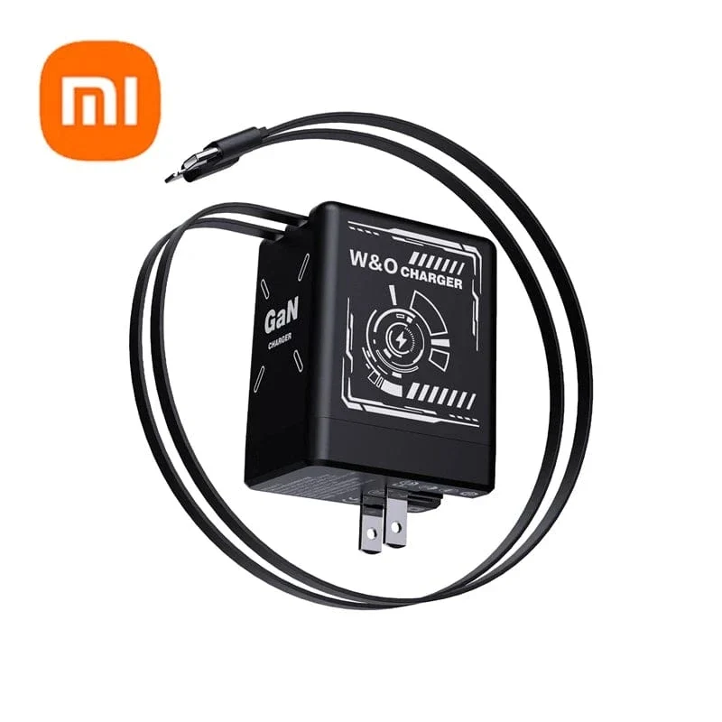 Xiaomi GaN120W Ultraschnellladegerät mit einziehbarem Typ-C-Blitzkabel-Schnellladeadapter für iPhone16 iPad Samsung Huawei