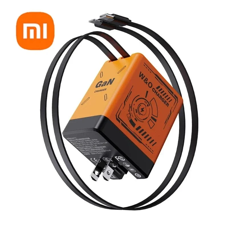 Xiaomi GaN120W Ultraschnellladegerät mit einziehbarem Typ-C-Blitzkabel-Schnellladeadapter für iPhone16 iPad Samsung Huawei