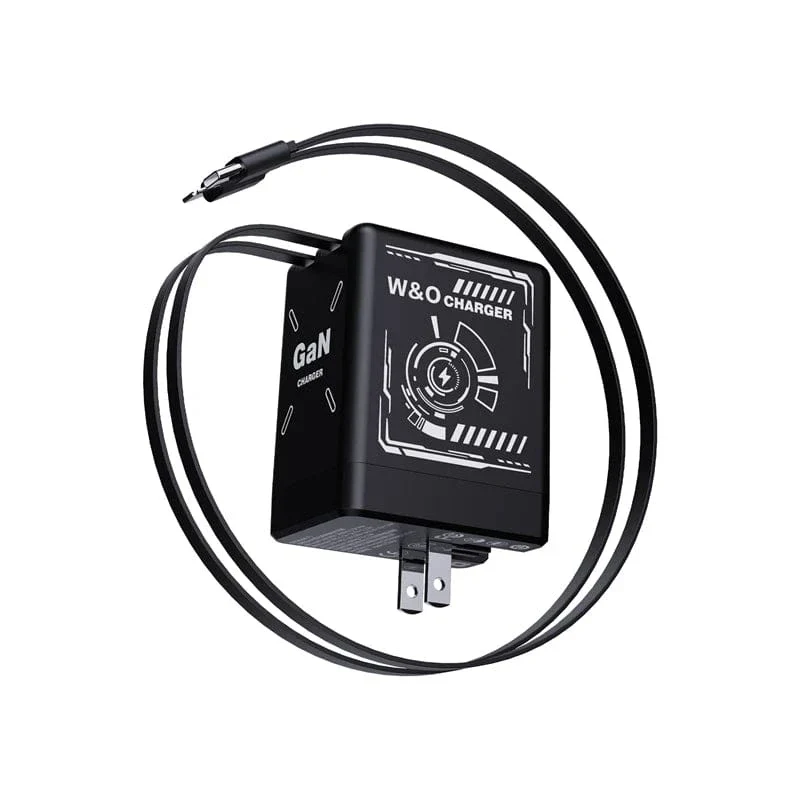 XIAOMI GaN-Ladegerät, kompatibel mit 120 W Schnellladegerät, einziehbares Typ-C-Beleuchtungskabel, tragbarer Adapter für iPhone, iPad, Samsung
