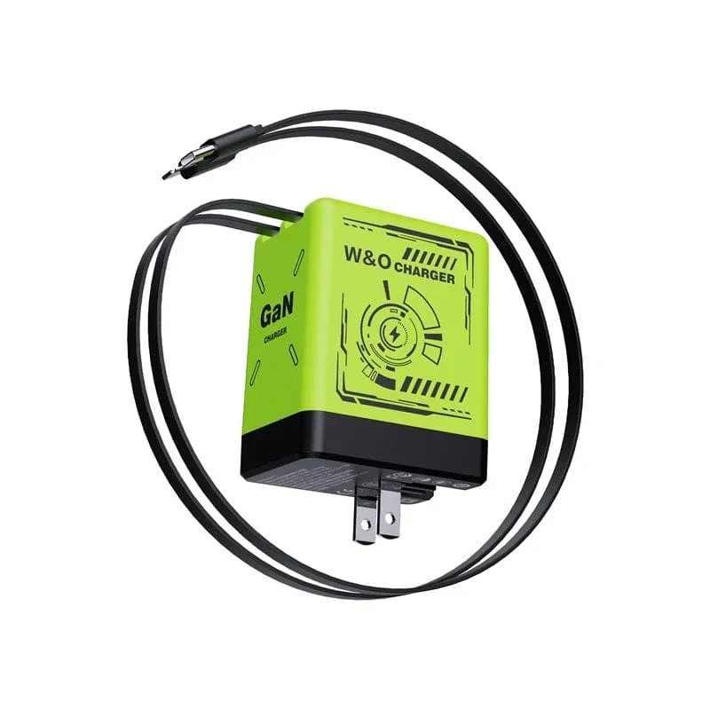 XIAOMI GaN-Ladegerät, kompatibel mit 120 W Schnellladegerät, einziehbares Typ-C-Beleuchtungskabel, tragbarer Adapter für iPhone, iPad, Samsung