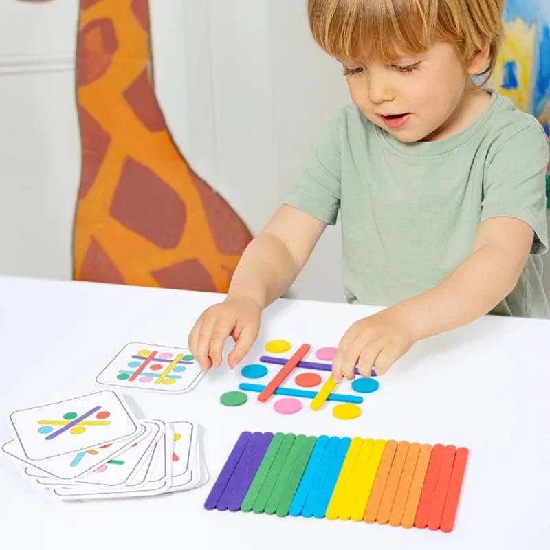 Montessori Spielzeug Kinder Sensorische Logische Denken Herausforderung Tabelle Spiele Regenbogen Stick Puzzle Kinder Pädagogisches Holz Spielzeug