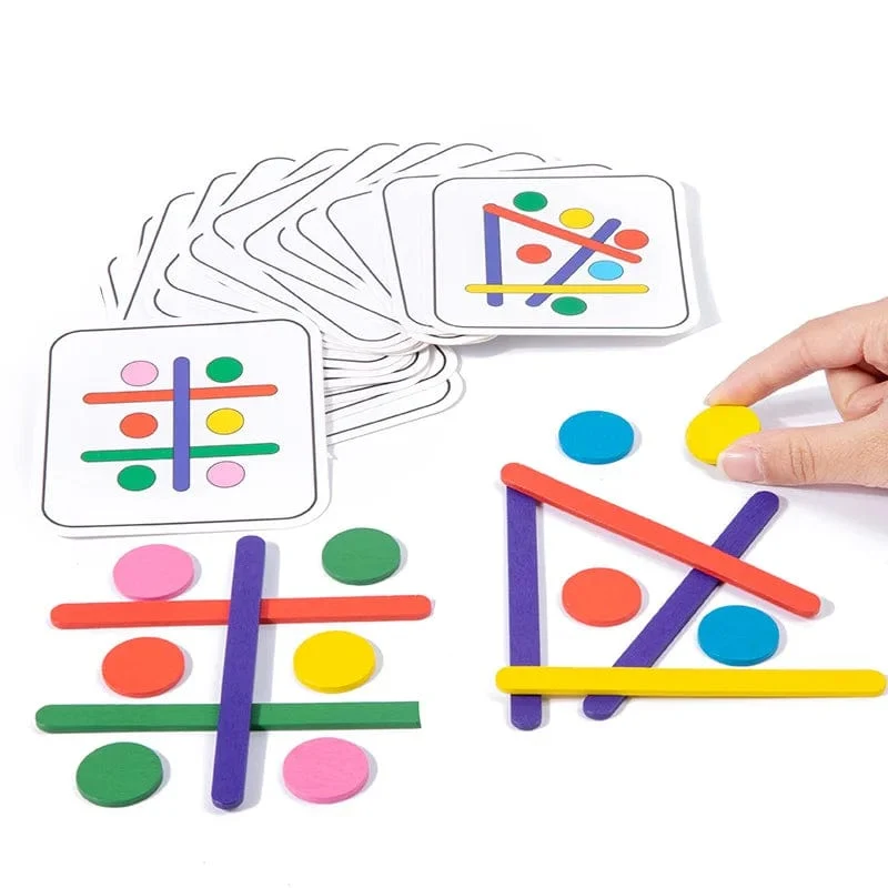 Montessori Spielzeug Kinder Sensorische Logische Denken Herausforderung Tabelle Spiele Regenbogen Stick Puzzle Kinder Pädagogisches Holz Spielzeug