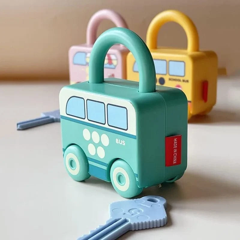 Lernspielzeug für Kinder, Lernschloss mit Schlüssel, Autonummern-Zuordnung und Zählen, Montessori-Mathematik-Unterricht, Schlösserknacken-Spielzeug