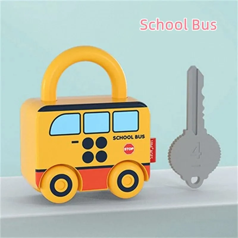 Lernspielzeug für Kinder, Lernschloss mit Schlüssel, Autonummern-Zuordnung und Zählen, Montessori-Mathematik-Unterricht, Schlösserknacken-Spielzeug