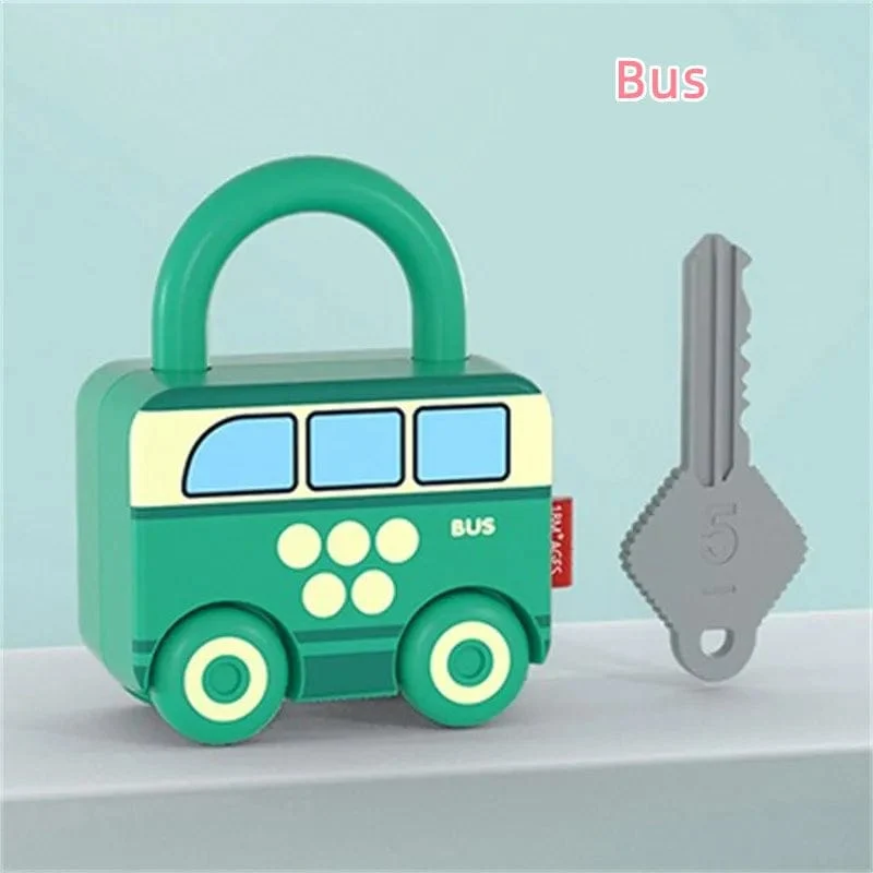 Lernspielzeug für Kinder, Lernschloss mit Schlüssel, Autonummern-Zuordnung und Zählen, Montessori-Mathematik-Unterricht, Schlösserknacken-Spielzeug