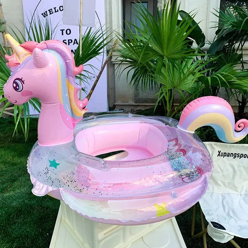 Schwimmring, aufblasbarer Schwimmring für den Pool, Baby, Regenbogen, Pailletten, Einhorn für Kinder, Schwimmkreis, Kinder, Schwimmring, Poolspielzeug, schwimmend