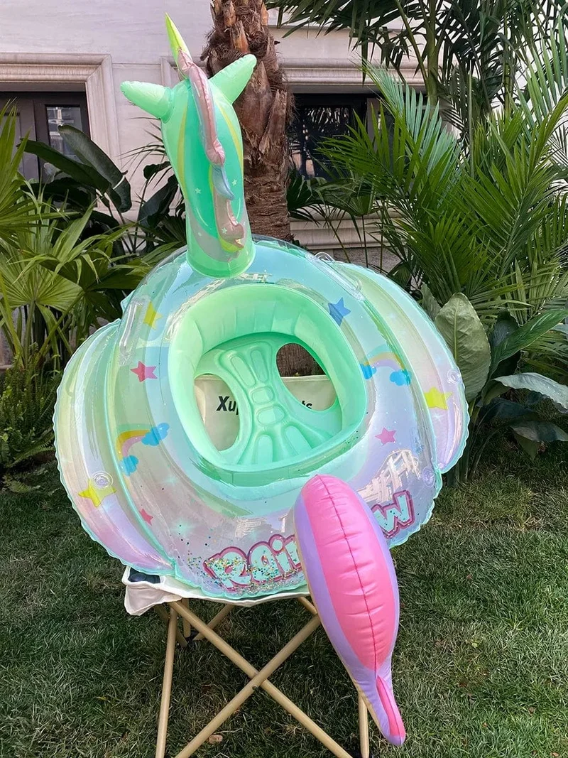 Schwimmring, aufblasbarer Schwimmring für den Pool, Baby, Regenbogen, Pailletten, Einhorn für Kinder, Schwimmkreis, Kinder, Schwimmring, Poolspielzeug, schwimmend