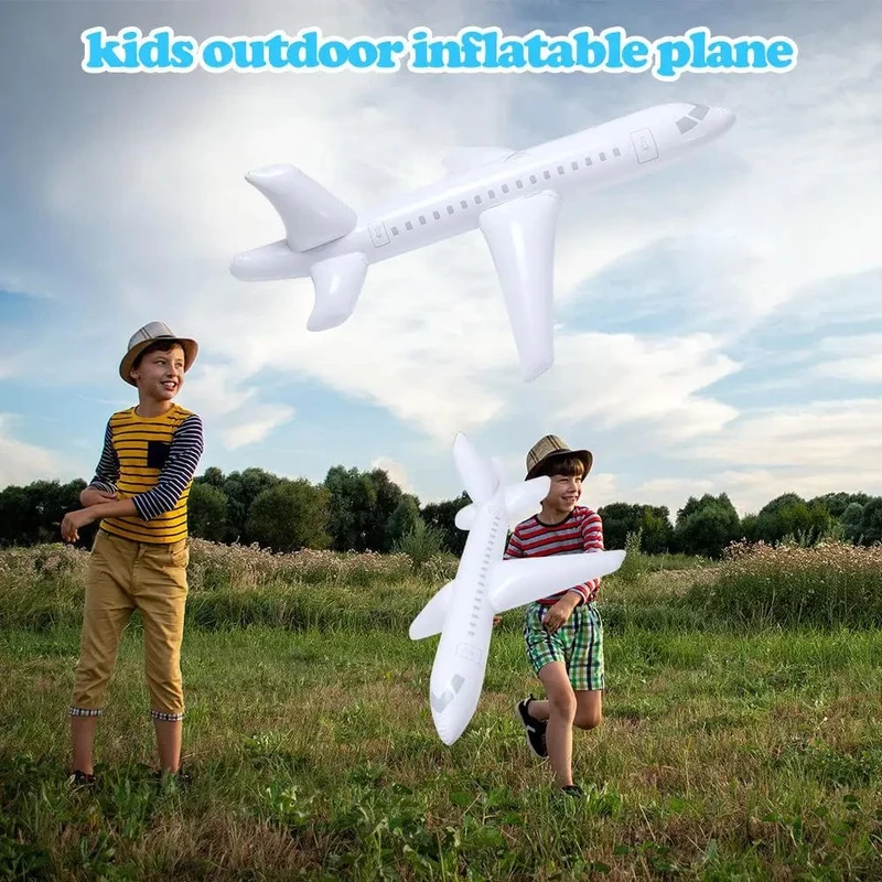 100 cm Aufblasbarer Flugzeug-Schwimmflugzeugball mit aufblasbarem Schlauch zum Schwimmen im Freien Aufblasbares Spielzeug für Kinder im Freien