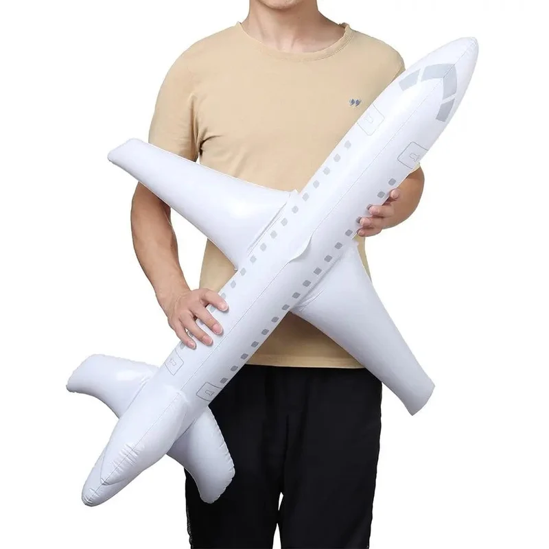 100 cm Aufblasbarer Flugzeug-Schwimmflugzeugball mit aufblasbarem Schlauch zum Schwimmen im Freien Aufblasbares Spielzeug für Kinder im Freien