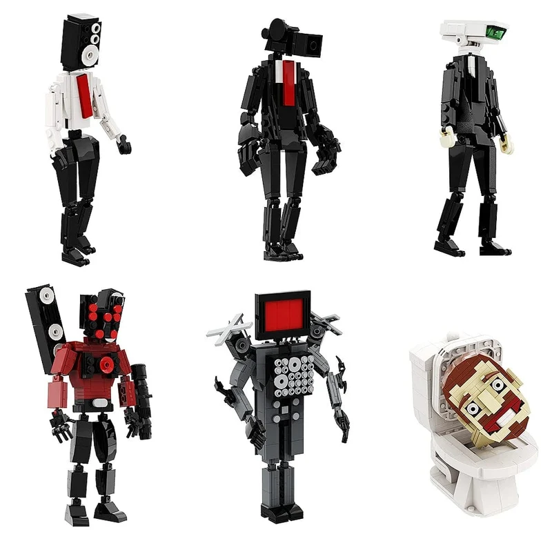Gobricks MOC Skibidi Toilettenmann Monitor Bausteine ​​Speakerman Der Audio- und Kameramann Ski-Video-Öse Kameramann Spielzeug