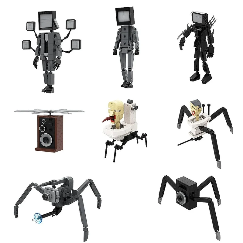 Gobricks MOC Skibidi Toilettenmann Monitor Bausteine ​​Speakerman Der Audio- und Kameramann Ski-Video-Öse Kameramann Spielzeug