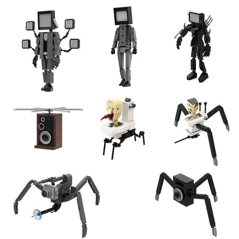 Gobricks MOC Skibidi Toilettenmann Monitor Bausteine ​​Speakerman Der Audio- und Kameramann Ski-Video-Öse Kameramann Spielzeug