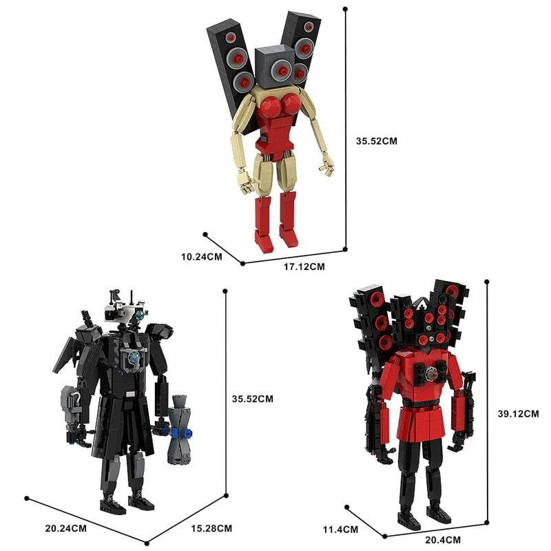 Gobricks MOC Skibidi Toilettenmann Monitor Bausteine ​​Speakerman Der Audio- und Kameramann Ski-Video-Öse Kameramann Spielzeug