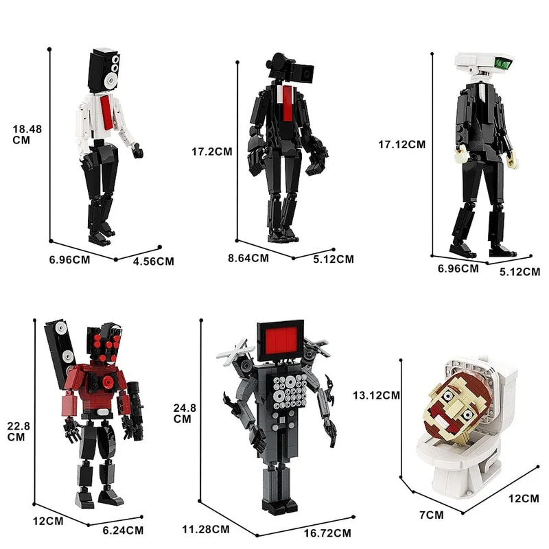 Gobricks MOC Skibidi Toilettenmann Monitor Bausteine ​​Speakerman Der Audio- und Kameramann Ski-Video-Öse Kameramann Spielzeug
