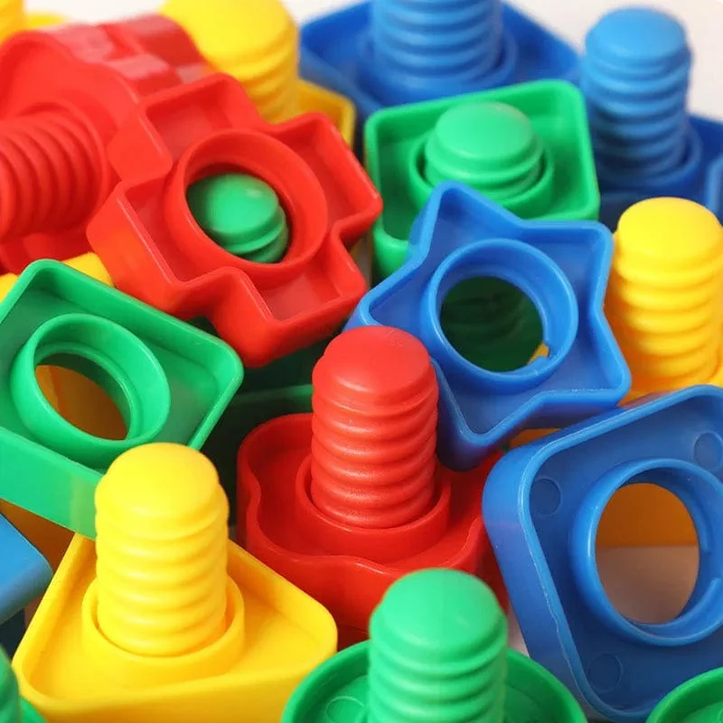 8er-Set Schraubenbausteine ​​Kunststoff-Einsteckblöcke Mutternform Spielzeug für Kinder Lernspielzeug Montessori-Modellbau