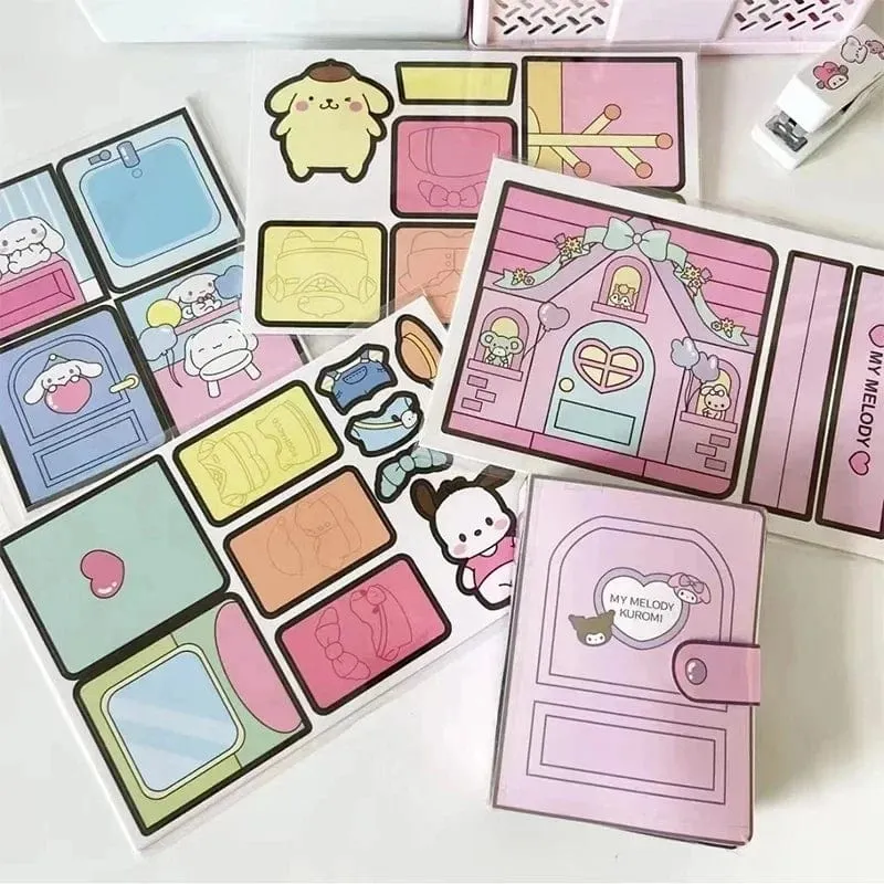 DIY Sanrio Buch Kuromi Cinnamoroll Spielzeugbuch Selbstgemachtes komplettes No-Cut Quiet Book Handarbeit Montessori Pädagogisches Kleinkindspiel