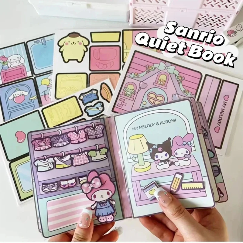 DIY Sanrio Buch Kuromi Cinnamoroll Spielzeugbuch Selbstgemachtes komplettes No-Cut Quiet Book Handarbeit Montessori Pädagogisches Kleinkindspiel