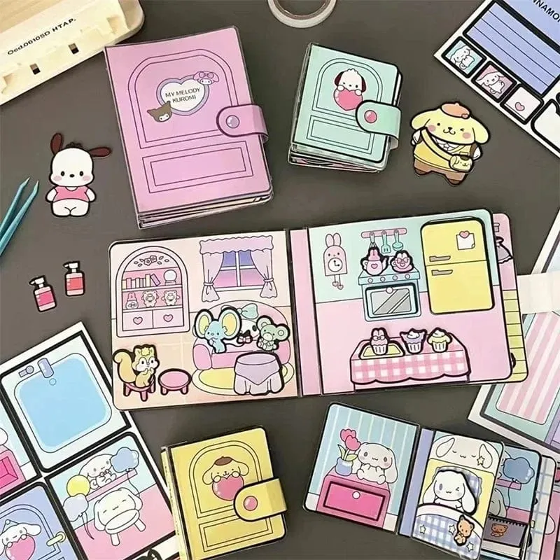 DIY Sanrio Buch Kuromi Cinnamoroll Spielzeugbuch Selbstgemachtes komplettes No-Cut Quiet Book Handarbeit Montessori Pädagogisches Kleinkindspiel