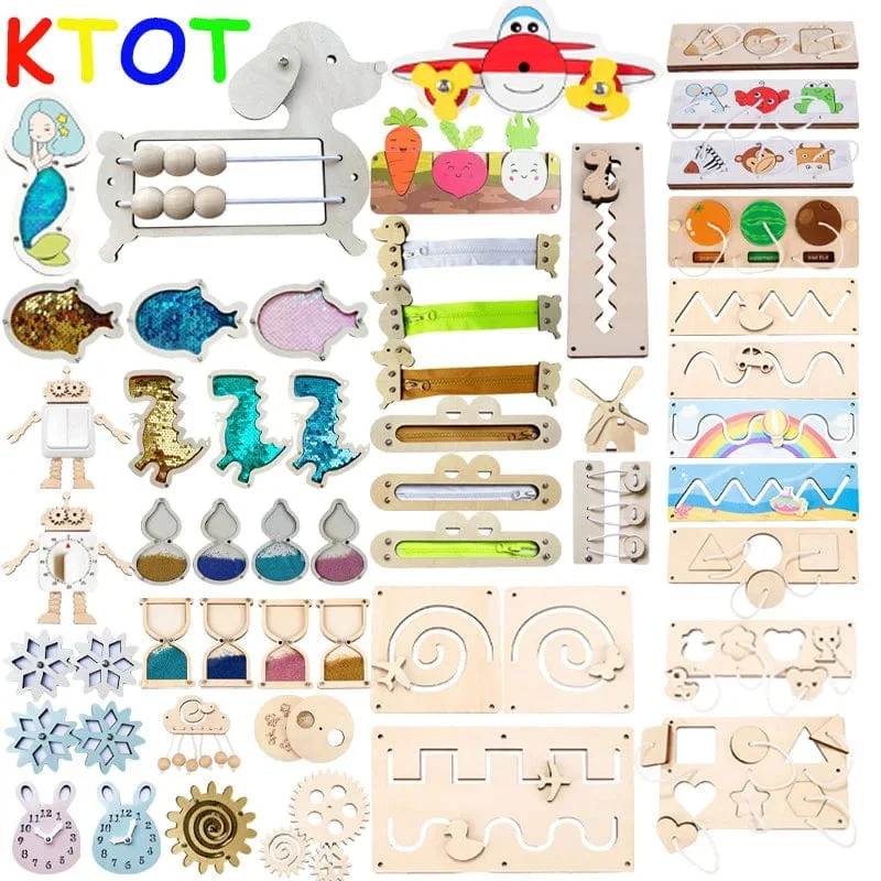 Beschäftigt Bord DIY Material Zubehör Montessori Lehrmittel Baby Frühe Bildung Lernen Geschicklichkeit Spielzeug Teil Holz Bord Spiele