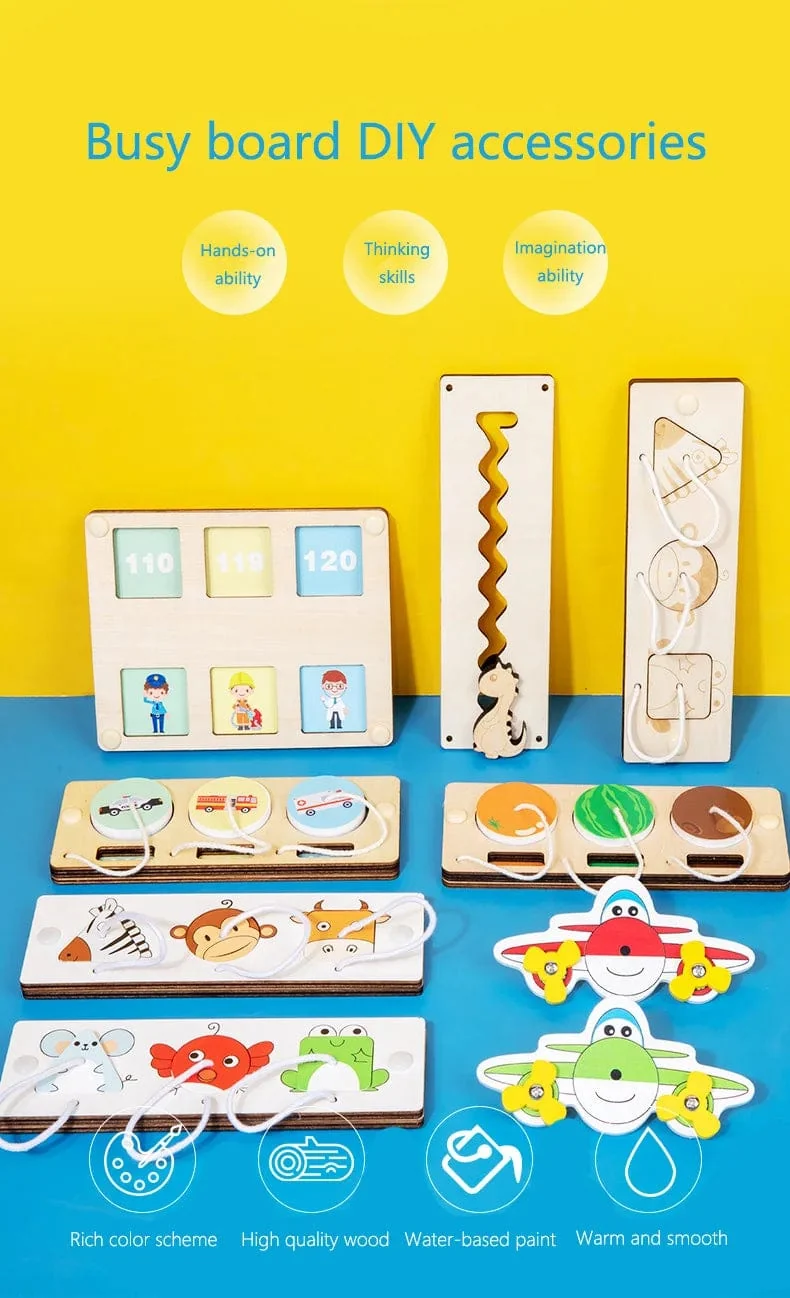 Beschäftigt Bord DIY Material Zubehör Montessori Lehrmittel Baby Frühe Bildung Lernen Geschicklichkeit Spielzeug Teil Holz Bord Spiele