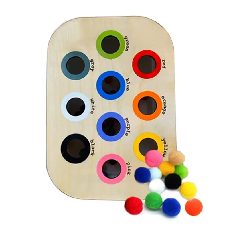 Sensorisches Tablett für Kinder, Tisch, Farbe, Haarballen, Spiel aus Holzfliesen, Montessori-Spielzeug für die frühe Bildung, Kinderspielzeug, pädagogisches Zubehör
