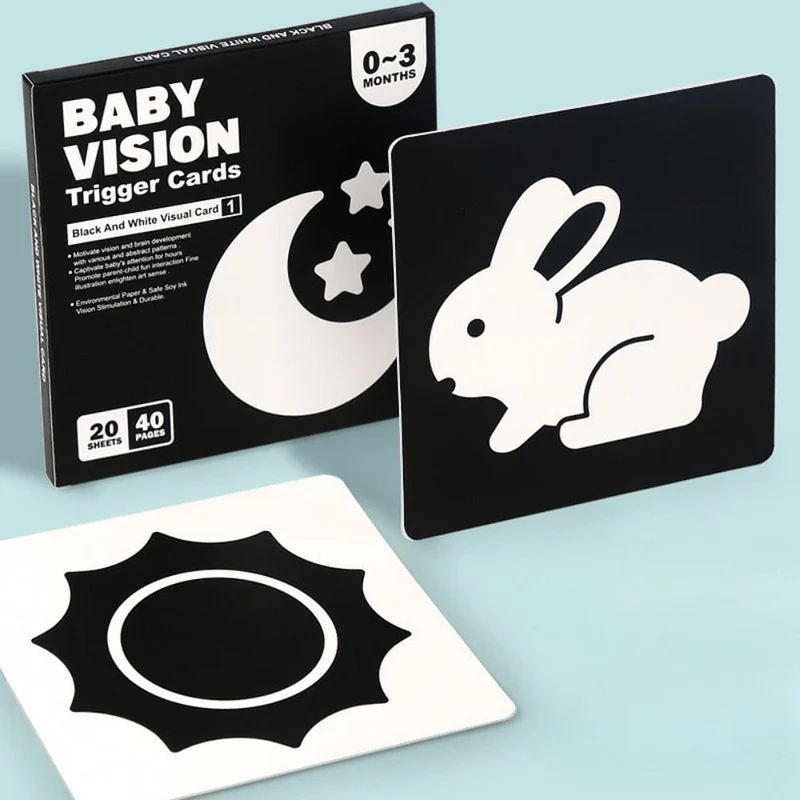 Montessori 0–12 Monate Baby Vision Stimulation Karten Schwarz und Weiß Kontrast Karten Stimulieren Neugeborenen Visuelle Frühe Lernen Spielzeug