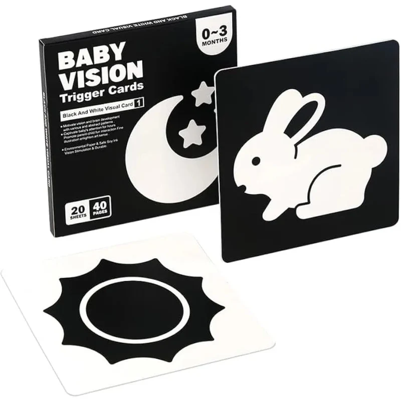 Montessori 0–12 Monate Baby Vision Stimulation Karten Schwarz und Weiß Kontrast Karten Stimulieren Neugeborenen Visuelle Frühe Lernen Spielzeug
