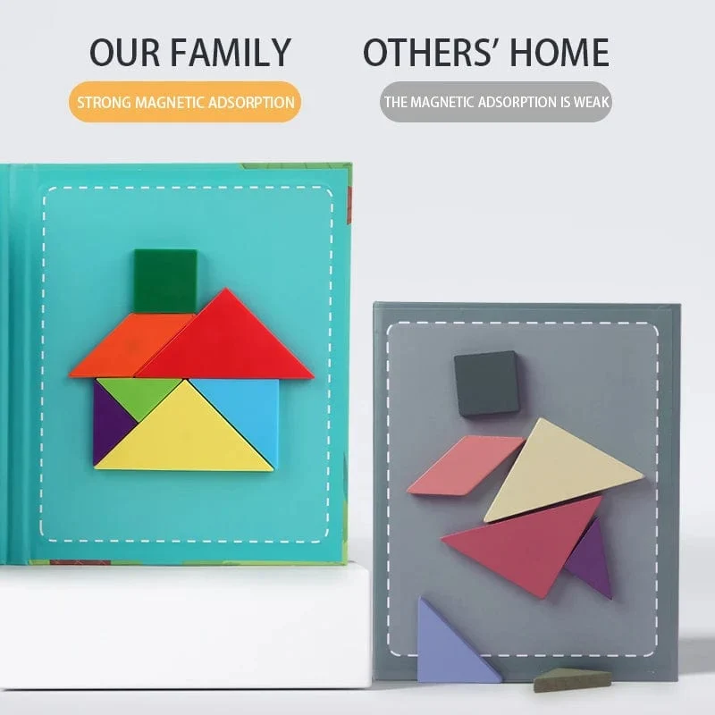 3D Holz Magnetische Puzzle Spiele Geometrische Formen Tangram Spielzeug Montessori Frühen Bildung Sortierung Für Spielzeug Kinder Geschenke