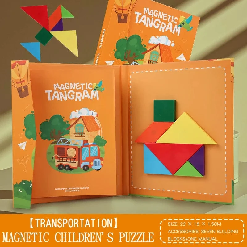 3D Holz Magnetische Puzzle Spiele Geometrische Formen Tangram Spielzeug Montessori Frühen Bildung Sortierung Für Spielzeug Kinder Geschenke