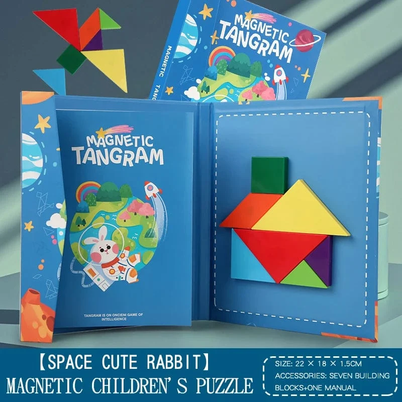 3D Holz Magnetische Puzzle Spiele Geometrische Formen Tangram Spielzeug Montessori Frühen Bildung Sortierung Für Spielzeug Kinder Geschenke