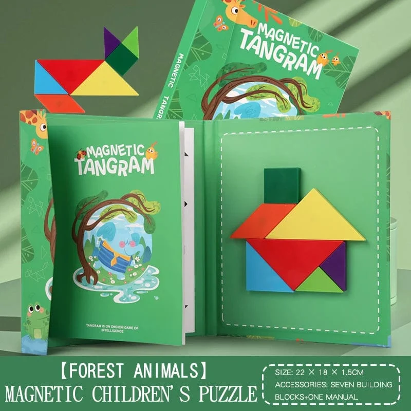 3D Holz Magnetische Puzzle Spiele Geometrische Formen Tangram Spielzeug Montessori Frühen Bildung Sortierung Für Spielzeug Kinder Geschenke