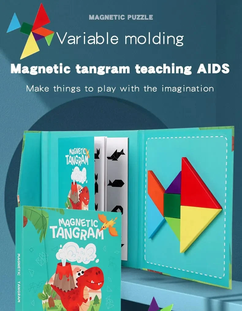 3D Holz Magnetische Puzzle Spiele Geometrische Formen Tangram Spielzeug Montessori Frühen Bildung Sortierung Für Spielzeug Kinder Geschenke