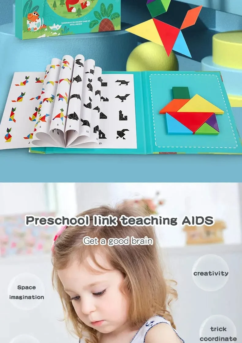 3D Holz Magnetische Puzzle Spiele Geometrische Formen Tangram Spielzeug Montessori Frühen Bildung Sortierung Für Spielzeug Kinder Geschenke