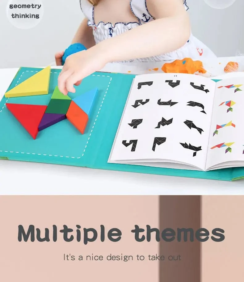 3D Holz Magnetische Puzzle Spiele Geometrische Formen Tangram Spielzeug Montessori Frühen Bildung Sortierung Für Spielzeug Kinder Geschenke