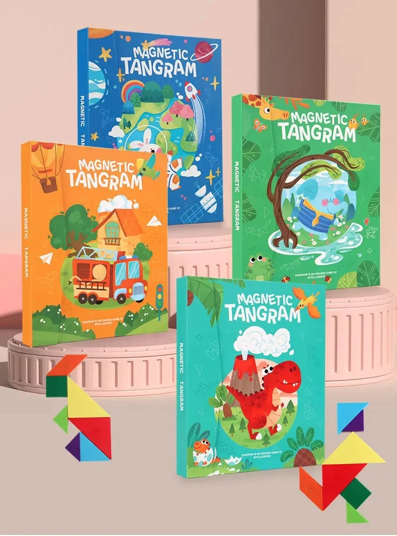 3D Holz Magnetische Puzzle Spiele Geometrische Formen Tangram Spielzeug Montessori Frühen Bildung Sortierung Für Spielzeug Kinder Geschenke