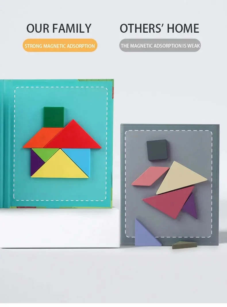 3D Holz Magnetische Puzzle Spiele Geometrische Formen Tangram Spielzeug Montessori Frühen Bildung Sortierung Für Spielzeug Kinder Geschenke