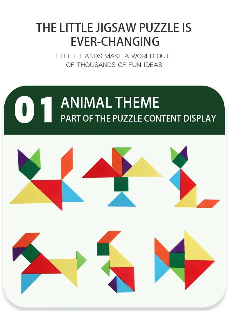3D Holz Magnetische Puzzle Spiele Geometrische Formen Tangram Spielzeug Montessori Frühen Bildung Sortierung Für Spielzeug Kinder Geschenke