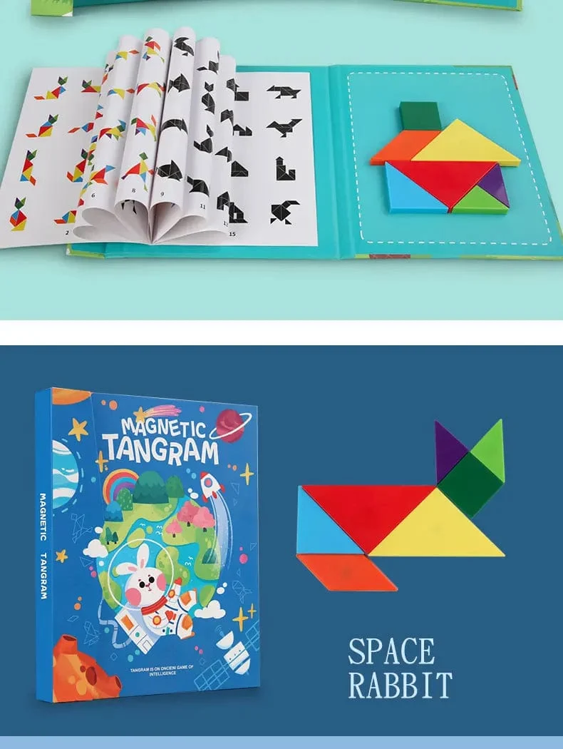 3D Holz Magnetische Puzzle Spiele Geometrische Formen Tangram Spielzeug Montessori Frühen Bildung Sortierung Für Spielzeug Kinder Geschenke