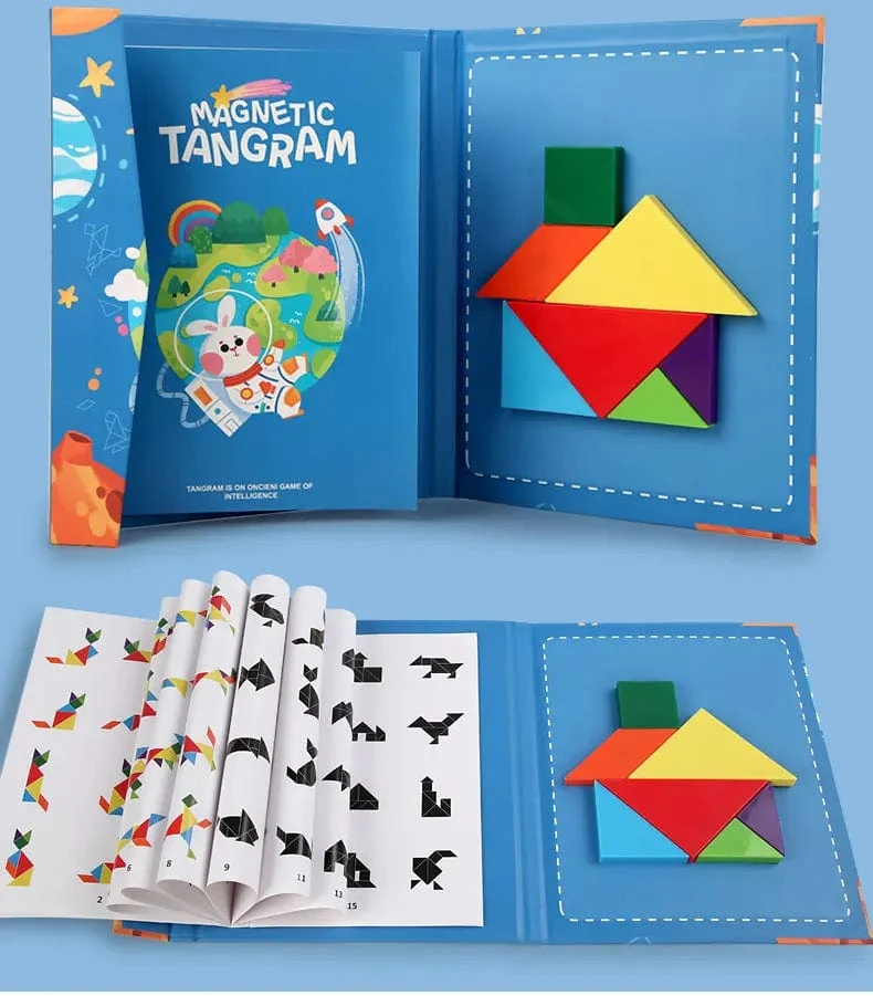 3D Holz Magnetische Puzzle Spiele Geometrische Formen Tangram Spielzeug Montessori Frühen Bildung Sortierung Für Spielzeug Kinder Geschenke