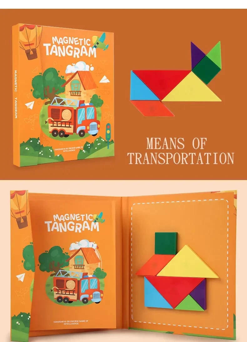 3D Holz Magnetische Puzzle Spiele Geometrische Formen Tangram Spielzeug Montessori Frühen Bildung Sortierung Für Spielzeug Kinder Geschenke