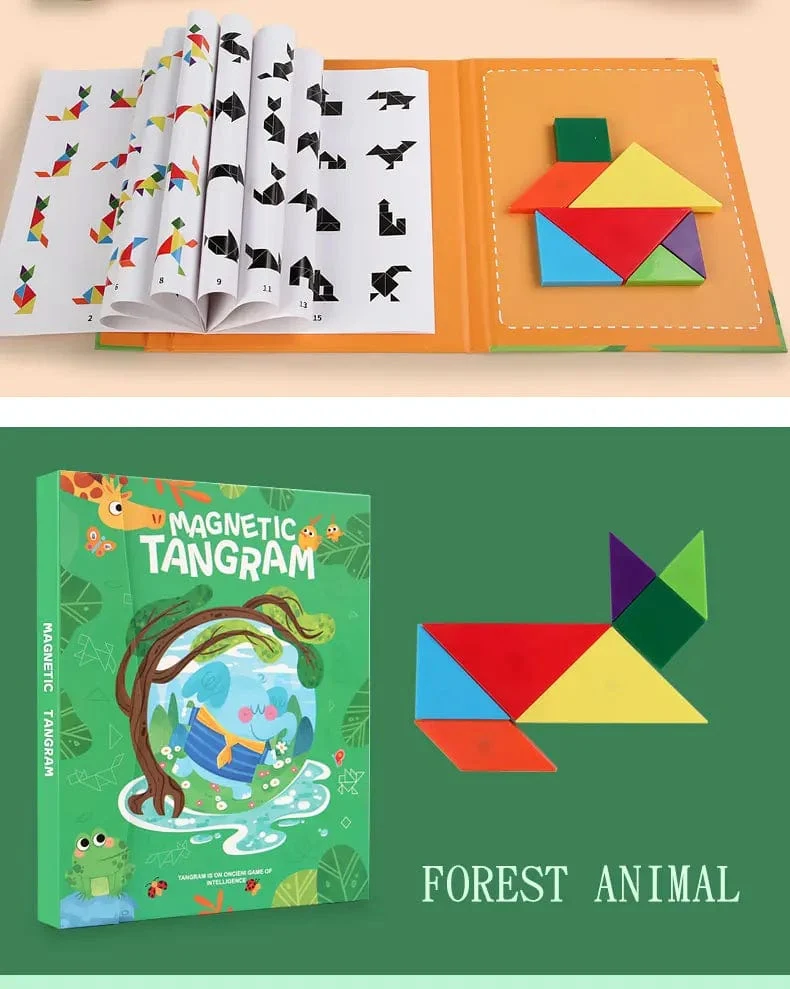 3D Holz Magnetische Puzzle Spiele Geometrische Formen Tangram Spielzeug Montessori Frühen Bildung Sortierung Für Spielzeug Kinder Geschenke