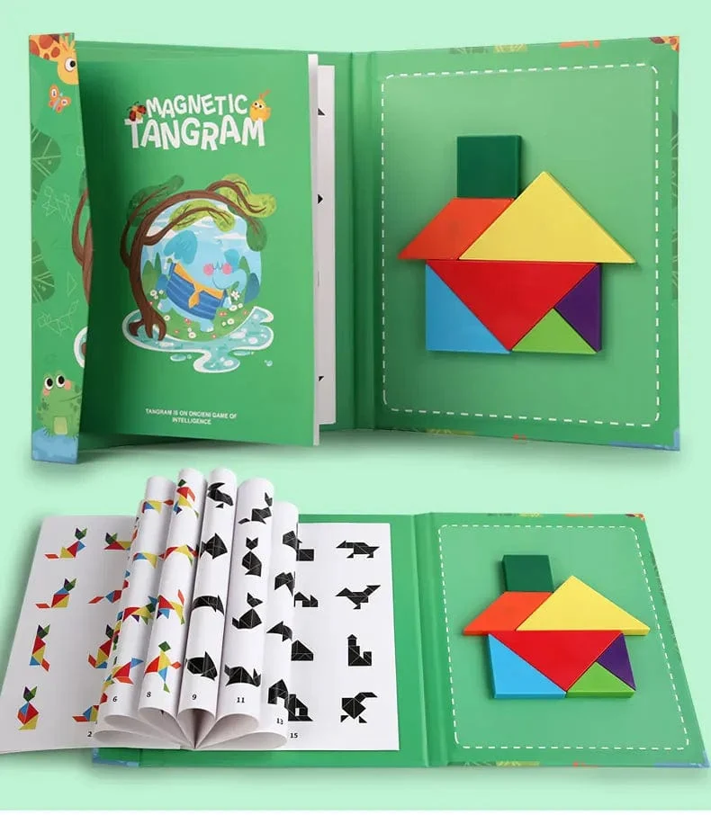 3D Holz Magnetische Puzzle Spiele Geometrische Formen Tangram Spielzeug Montessori Frühen Bildung Sortierung Für Spielzeug Kinder Geschenke