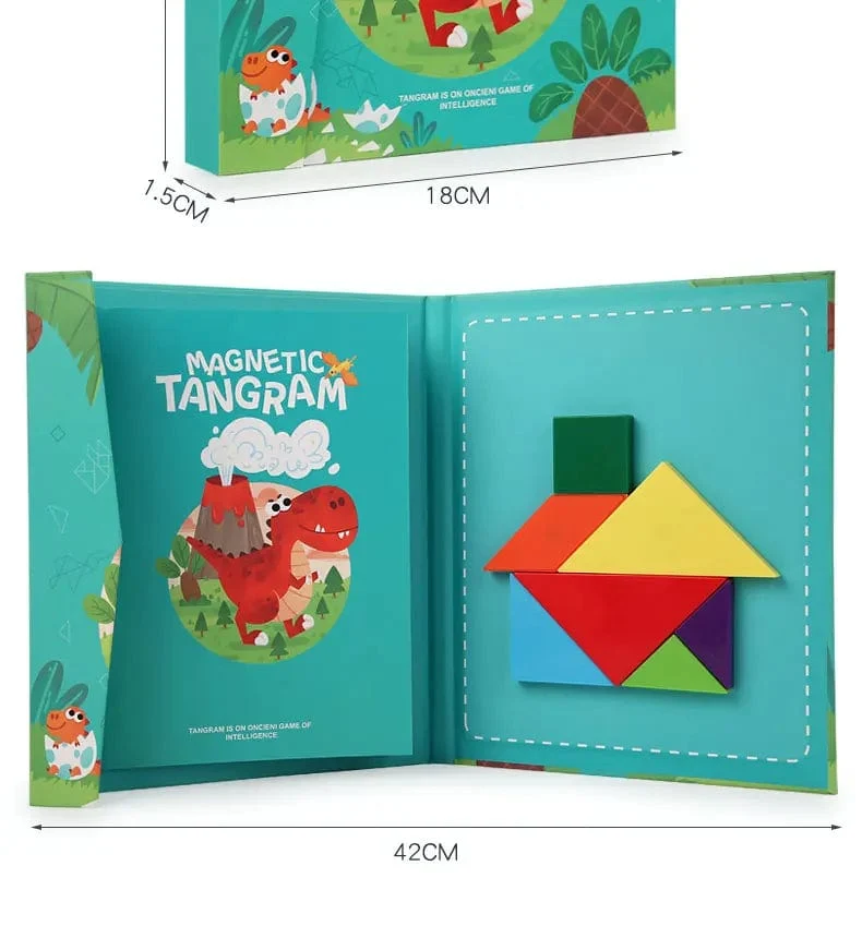 3D Holz Magnetische Puzzle Spiele Geometrische Formen Tangram Spielzeug Montessori Frühen Bildung Sortierung Für Spielzeug Kinder Geschenke