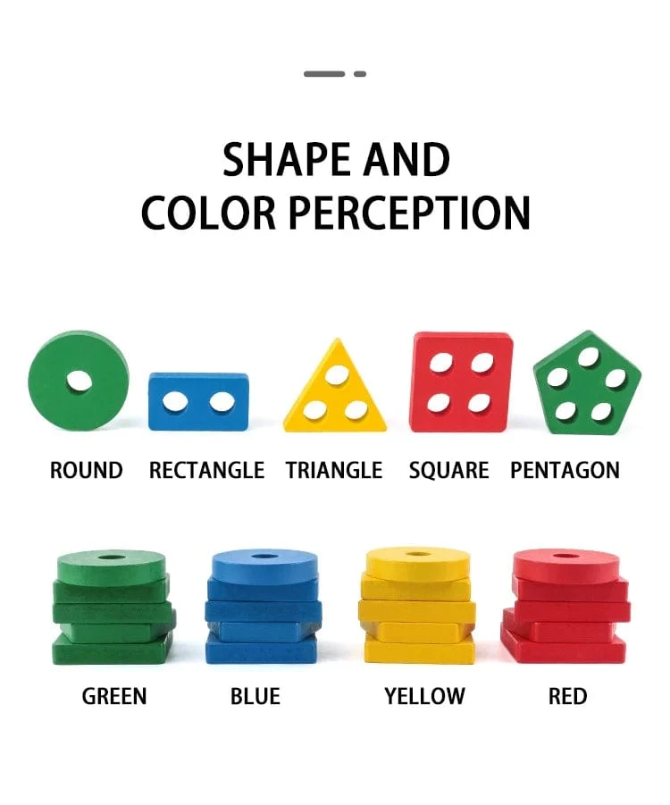 Montessori Holz Geometrische Form Fünf Sätze von Spalten Blöcke Zusammenbauen Kinder Aufklärung Frühe Bildung Puzzle Spielzeug