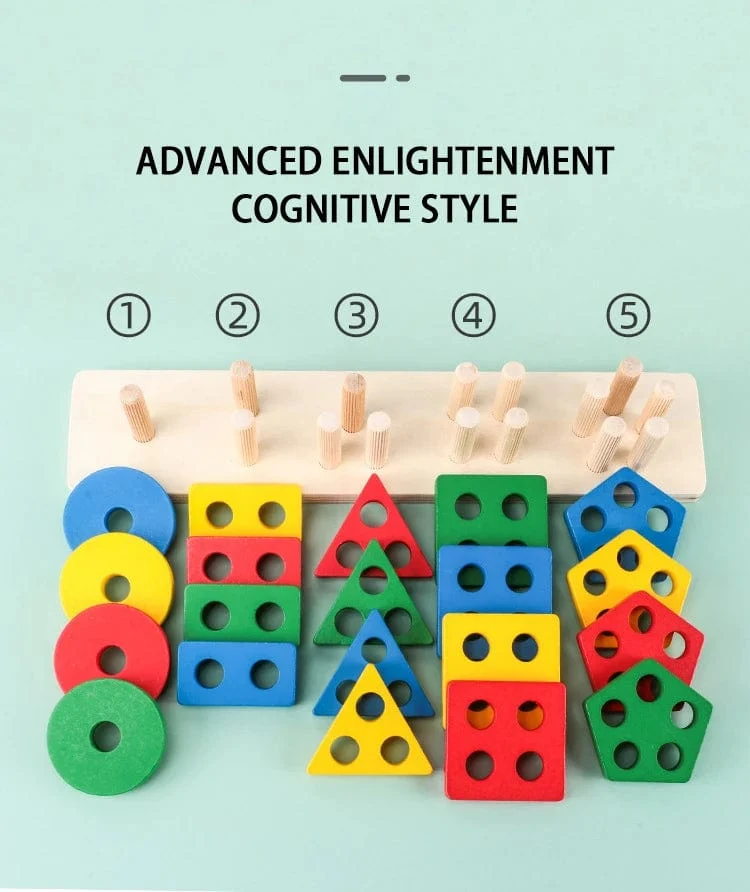 Montessori Holz Geometrische Form Fünf Sätze von Spalten Blöcke Zusammenbauen Kinder Aufklärung Frühe Bildung Puzzle Spielzeug