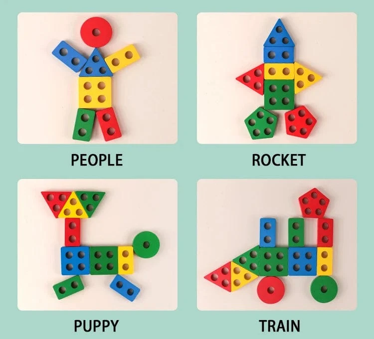 Montessori Holz Geometrische Form Fünf Sätze von Spalten Blöcke Zusammenbauen Kinder Aufklärung Frühe Bildung Puzzle Spielzeug