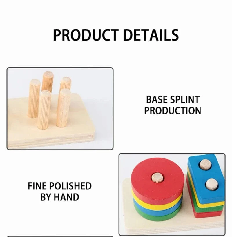 Montessori Holz Geometrische Form Fünf Sätze von Spalten Blöcke Zusammenbauen Kinder Aufklärung Frühe Bildung Puzzle Spielzeug