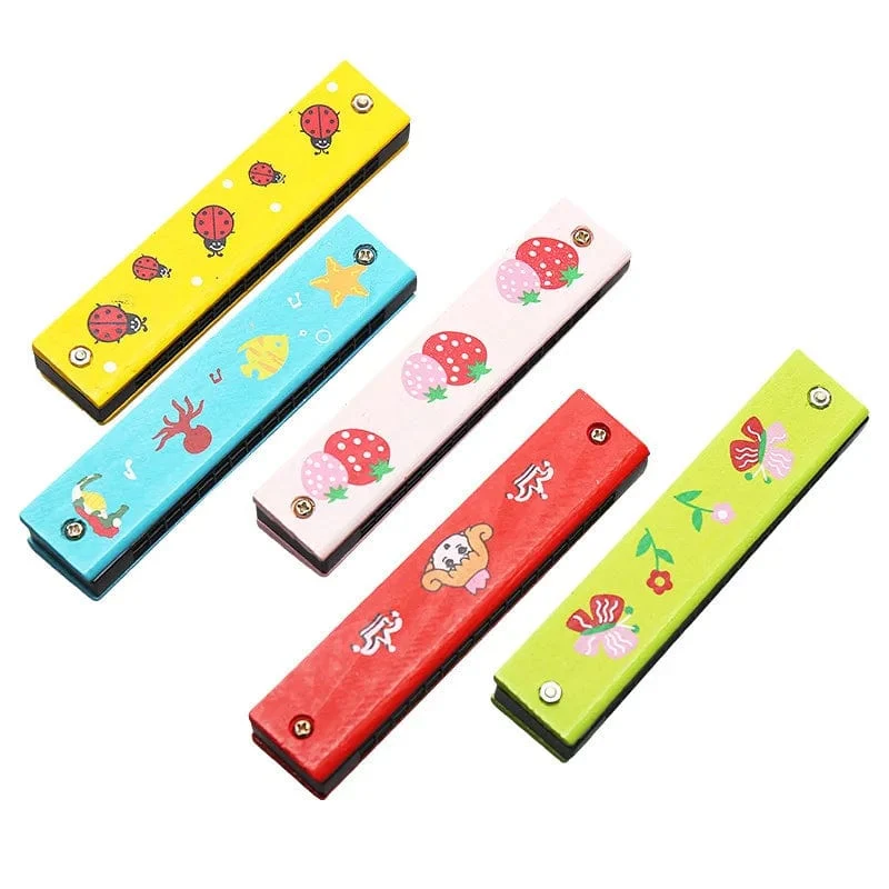 Kinder Holz Cartoon Nette Mundharmonika Montessori Puzzle Spielzeug Kreative Musik Spielzeug Spielen Instrumente Kinder Jungen Mädchen Geschenke TMZ