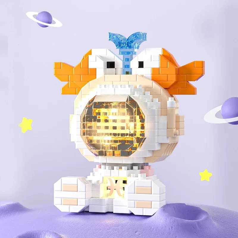 Niedlicher Dämon Zwölf Sternbilder Astronaut Bausteine ​​Fische Steinbock Modell Schütze Mini Ziegel Waage Spielzeug als Geschenk